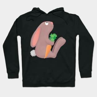 Cute bunny rabbit sitting with carrot cartoon Hoodie